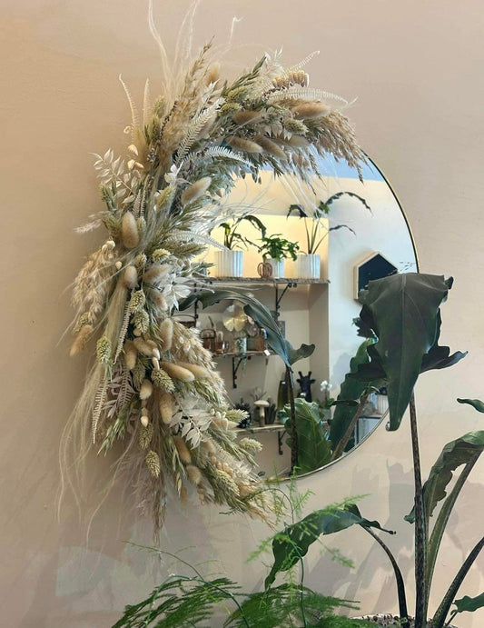 Miroir de fleurs séchées NATUREL